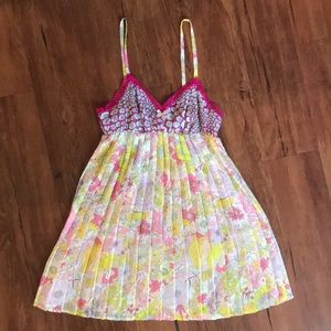 Shear, pleated floral nightgown